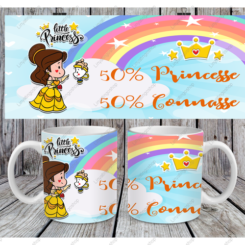 Modèle de sublimation  design template mug11oz  png little princess 10 50 % princesse 50 % connasse
