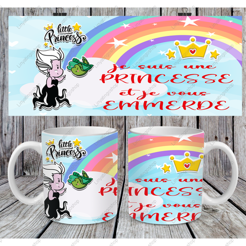 Modèle de sublimation  design template mug11oz  png je suis une princesse et je vous emmerde