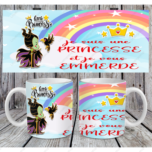 Modèle de sublimation  design template mug11oz  png je suis une princesse et je vous emmerde 5