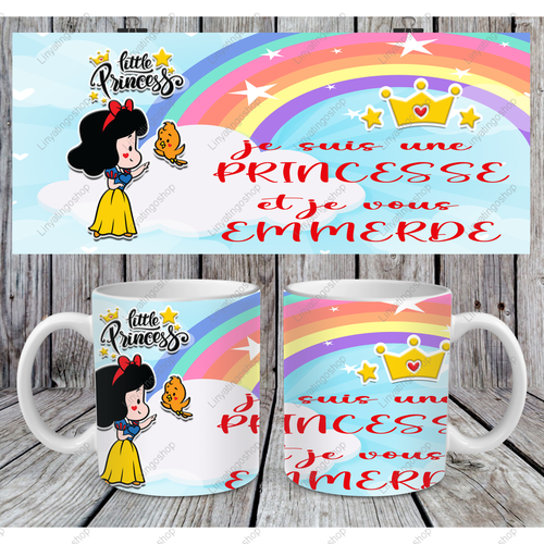 Modèle de sublimation  design template mug11oz  png je suis une princesse et je vous emmerde 8