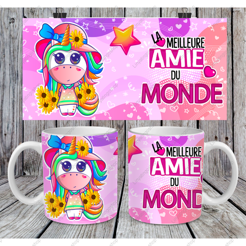 Modèle de sublimation  design template mug11oz  png la meilleure amie du monde 9