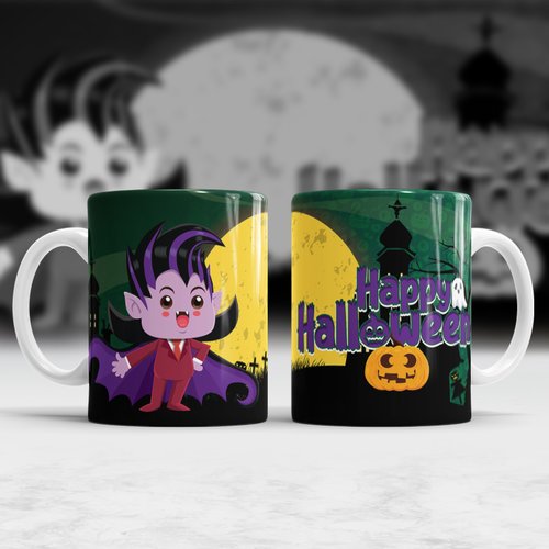Modèle de sublimation  design template mug11oz  png  thème happy halloween n° 6