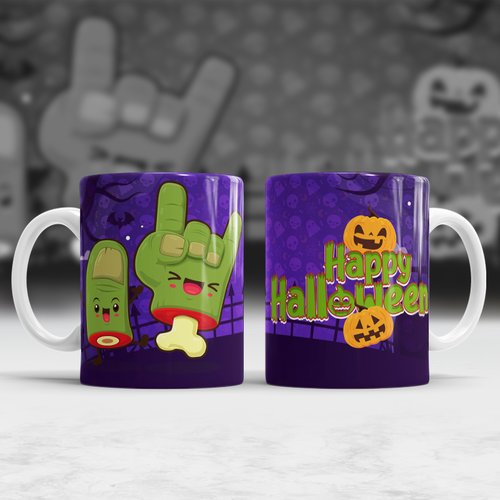 Modèle de sublimation  design template mug11oz  png  thème happy halloween n° 7
