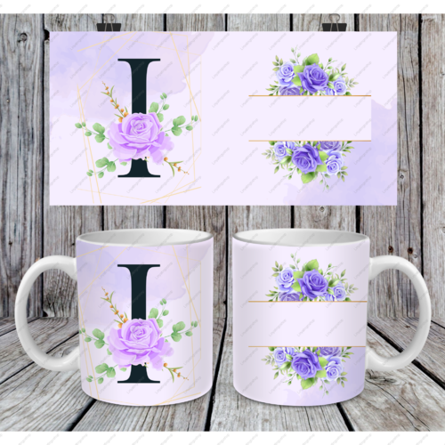 Modèle de sublimation  design template mug11oz  png lettre i emplacement prénom