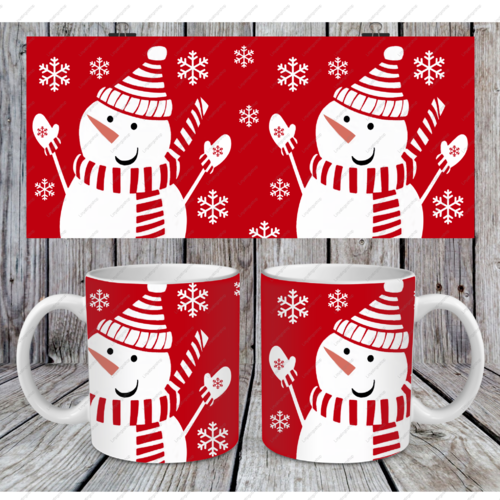 Modèle de sublimation  design template mug11oz  png  noël bonhommes de neige