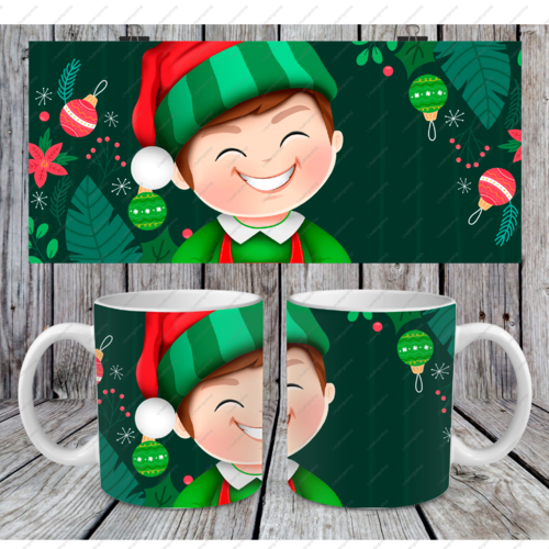 Modèle de sublimation  design template mug11oz  png  lutin de noël