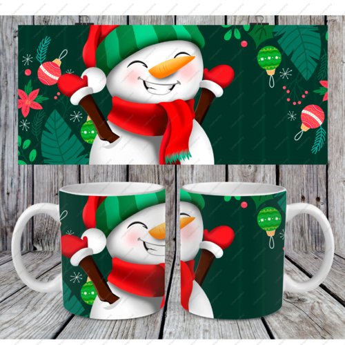 Modèle de sublimation  design template mug11oz  png  bonhomme de neige