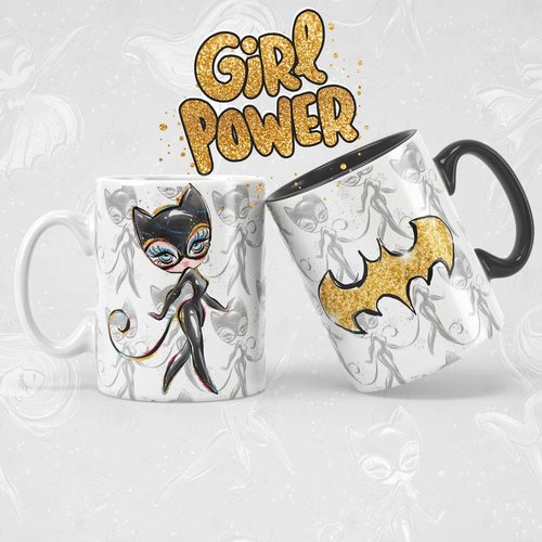 Modèle de sublimation  design template mug11oz  png personnages  girl power n° 1 super héros