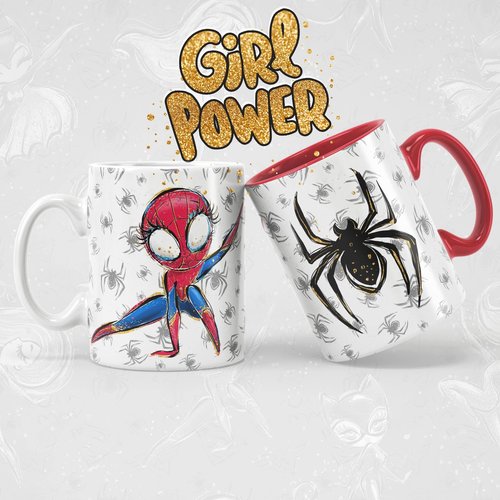 Modèle de sublimation  design template mug11oz  png personnages  girl power n° 3 super héros