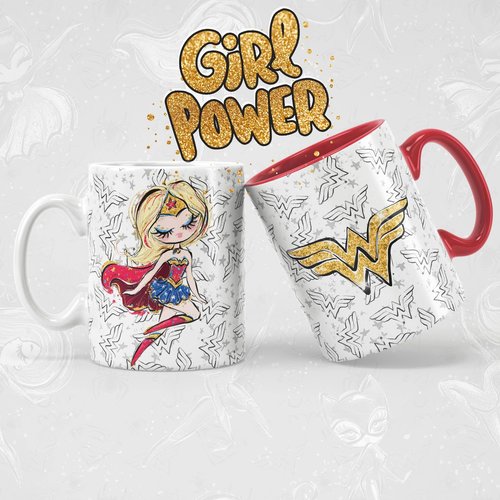 Modèle de sublimation  design template mug11oz  png personnages  girl power n° 4 super héros