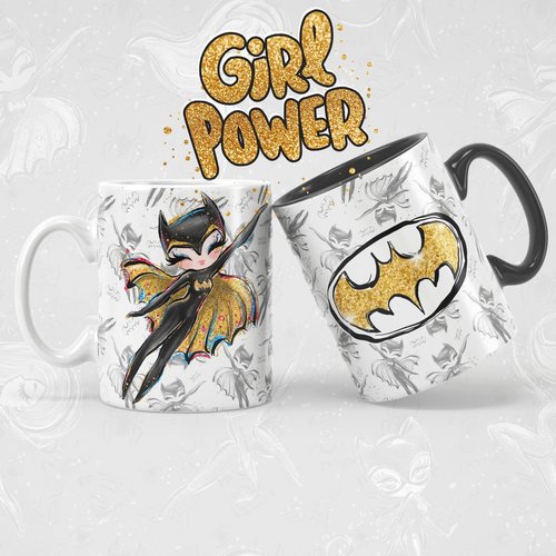 Modèle de sublimation  design template mug11oz  png personnages  girl power n° 5 super héros