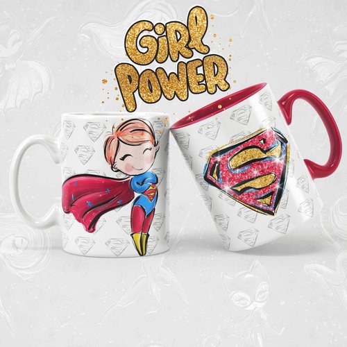 Modèle de sublimation  design template mug11oz  png personnages  girl power n° 6 super héros