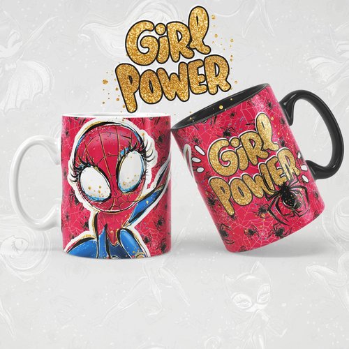 Modèle de sublimation  design template mug11oz  png personnages  girl power n° 10 super héros