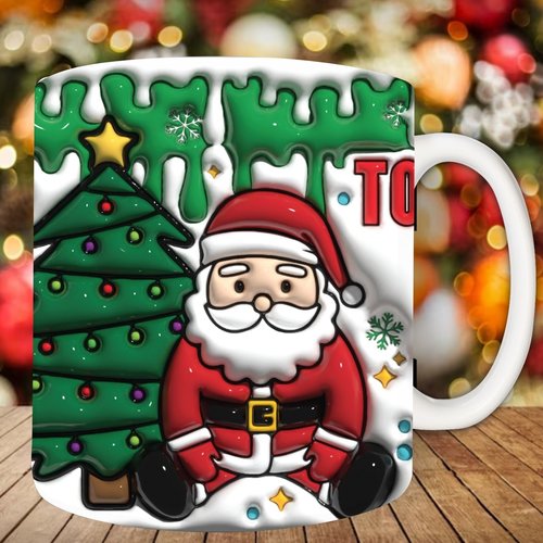 Modèle de sublimation  design template mug11oz  png thème noël père noël torn between ....