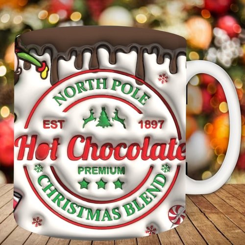 Modèle de sublimation  design template mug11oz  png thème noël hot chocolate