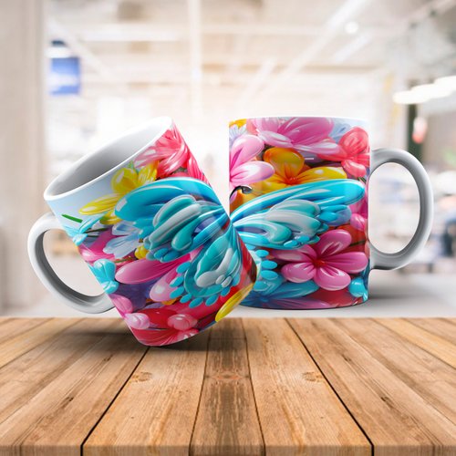 Modèle de sublimation  design template mug11oz  png thème  papillon