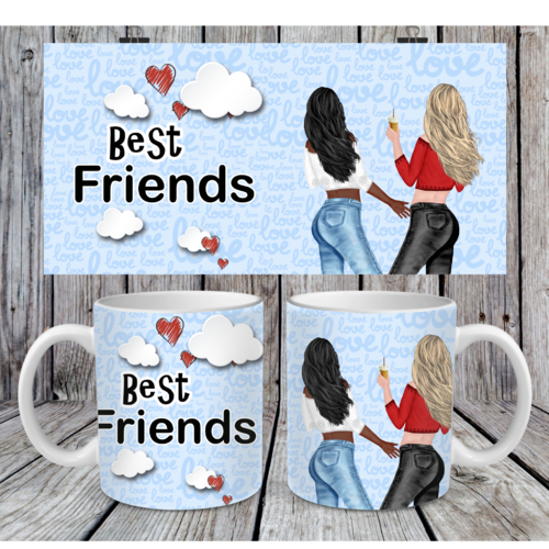 Modèle de sublimation  design template mug11oz  png thème  best friends n° 1