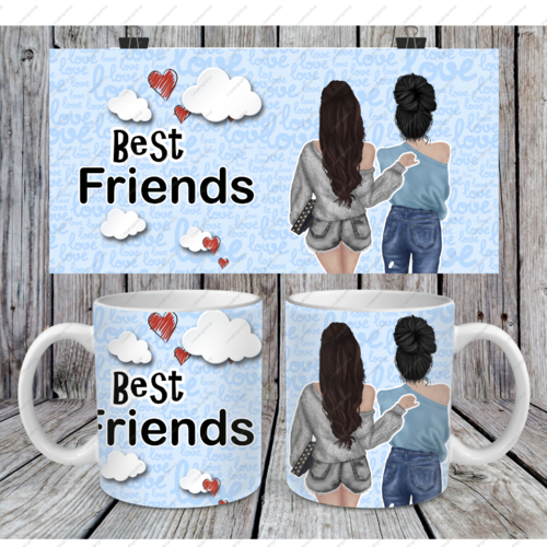 Modèle de sublimation  design template mug11oz  png thème  best friends n° 2