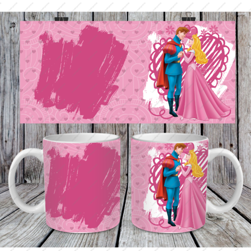 Modèle de sublimation  design template mug11oz  png thème  saint valentin princesse  prince n° 3