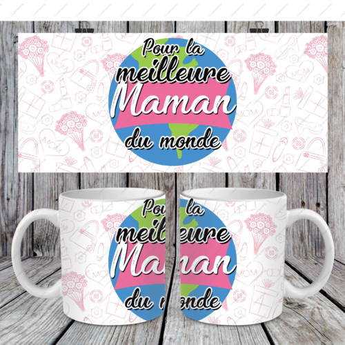 Modèle de sublimation  design template mug11oz  png thème  fête des mères maman / pour la meilleure maman du monde