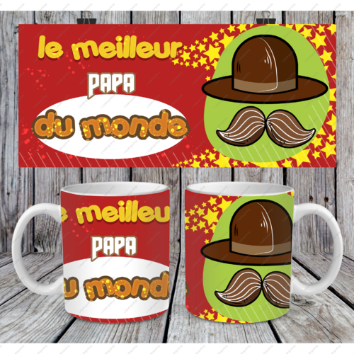 Modèle de sublimation  design template mug11oz  png thème  fête des pères  papa / le meilleur papa du monde