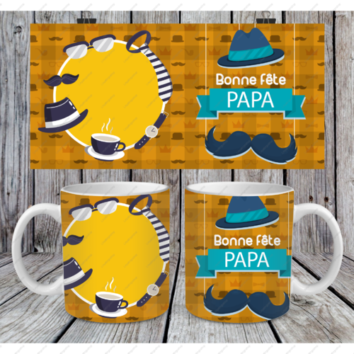 Modèle de sublimation  design template mug11oz  png thème  fête des pères  papa / bonne fête papa emplacement texte ou photo