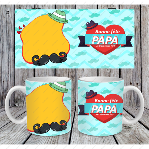 Modèle de sublimation  design template mug11oz  png thème  fête des pères  papa / bonne fête papa je t'aime très fort
