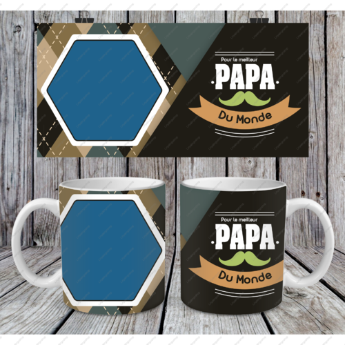 Modèle de sublimation  design template mug11oz  png thème  fête des pères  papa /pour le meilleur papa du monde