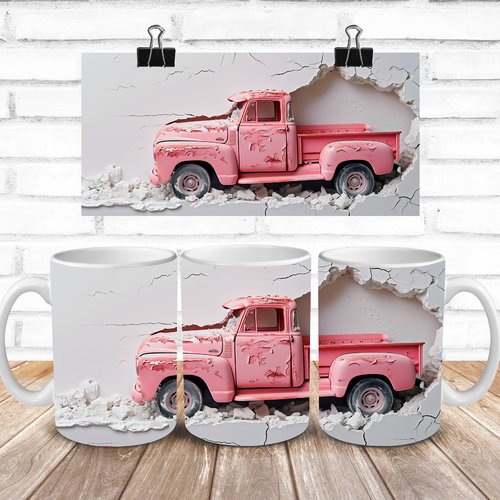 Modèle de sublimation  design template mug11oz  png thème  saint valentin 3d camionnette n° 2