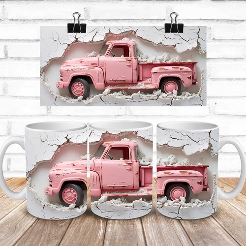 Modèle de sublimation  design template mug11oz  png thème  saint valentin 3d camionnette n° 3