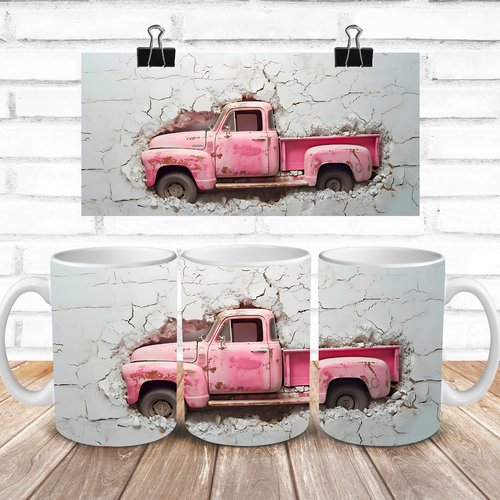 Modèle de sublimation  design template mug11oz  png thème  saint valentin 3d camionnette n° 7