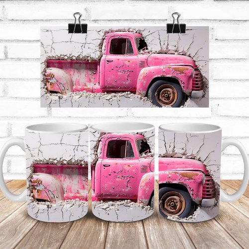 Modèle de sublimation  design template mug11oz  png thème  saint valentin 3d camionnette n° 11