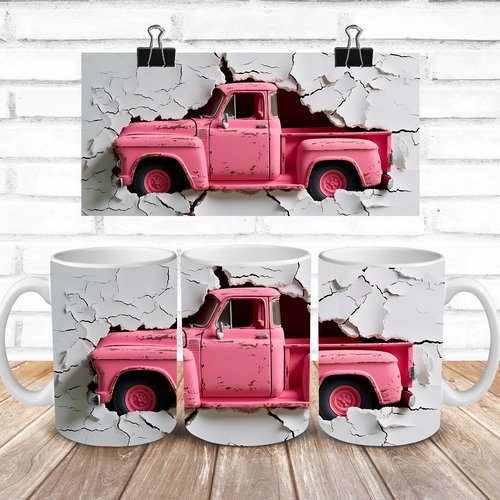 Modèle de sublimation  design template mug11oz  png thème  saint valentin 3d camionnette n° 13