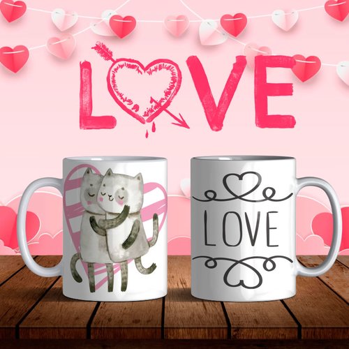 Modèle de sublimation  design template mug11oz  png thème  saint valentin love n° 1