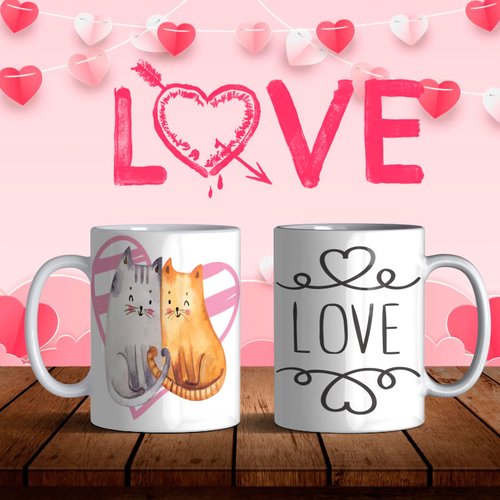 Modèle de sublimation  design template mug11oz  png thème  saint valentin love n° 2
