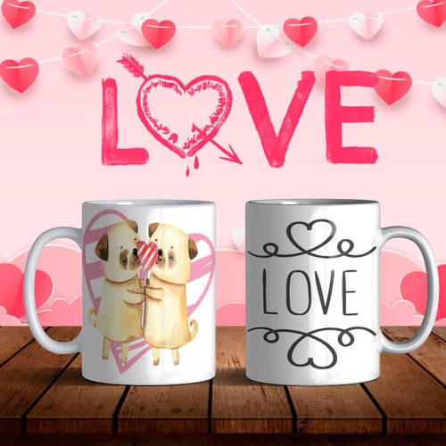 Modèle de sublimation  design template mug11oz  png thème  saint valentin love n° 3