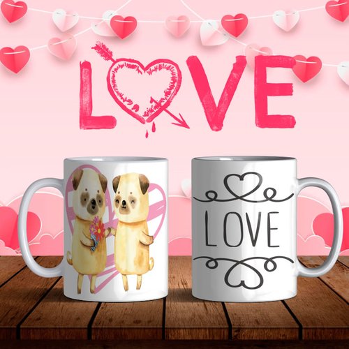 Modèle de sublimation  design template mug11oz  png thème  saint valentin love n° 6
