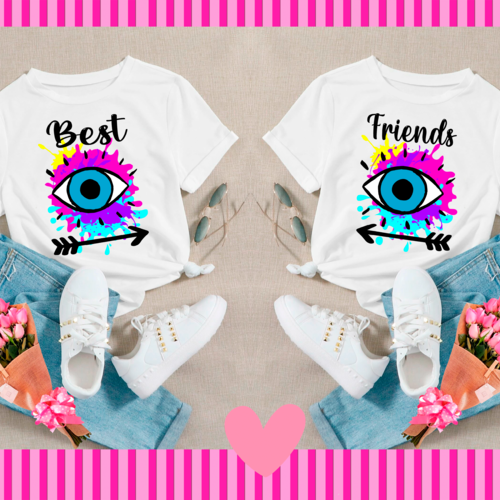 Pack 2 modèles de sublimation t shirts  et plus encore  design template  png thème best friends motif les yeux