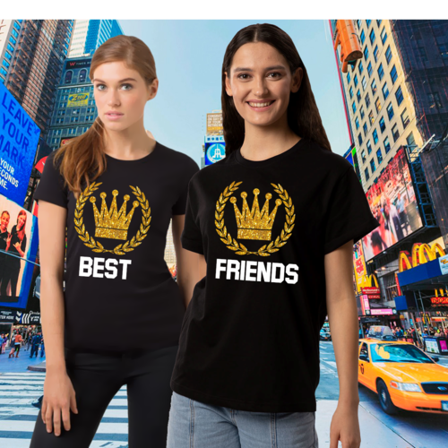 Pack 2 modèles de sublimation t shirts  et plus encore  design template  png thème best friends motif couronne dorée