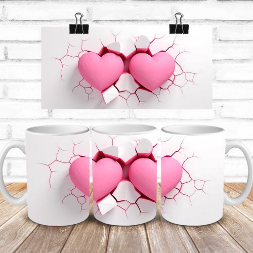 Modèle de sublimation  design template mug11oz  png thème  saint valentin cœurs 4