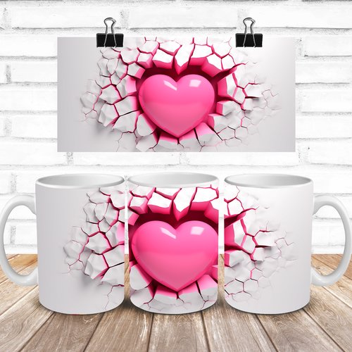 Modèle de sublimation  design template mug11oz  png thème  saint valentin cœur