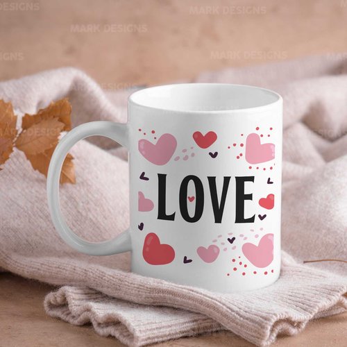 Modèle de sublimation  design template mug11oz  png thème  saint valentin love
