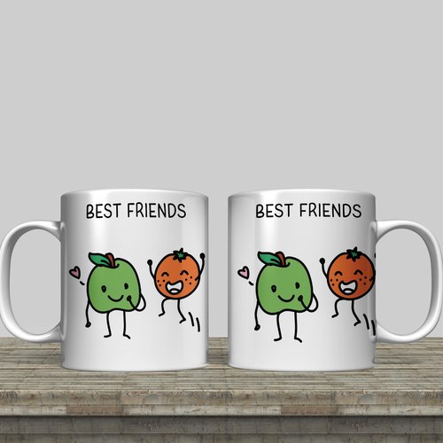 Modèle de sublimation  design template mug11oz  png thème best friends 4