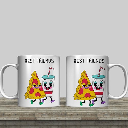 Modèle de sublimation  design template mug11oz  png thème best friends 5
