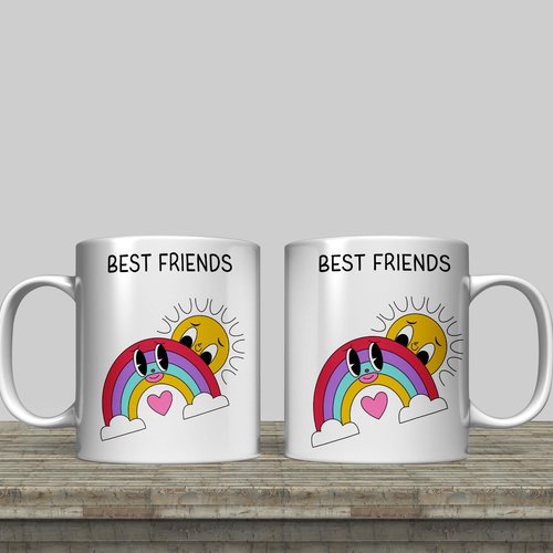 Modèle de sublimation  design template mug11oz  png thème best friends 6