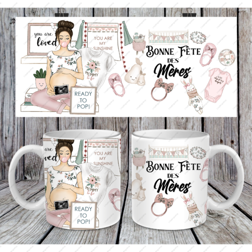 Modèle de sublimation  design template mug11oz  png thème maman bonne fête des mères