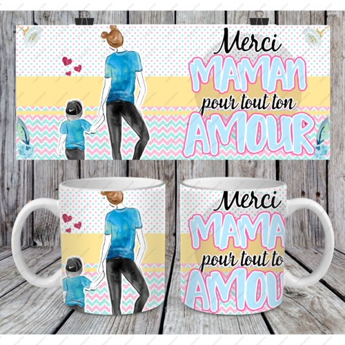 Modèle de sublimation  design template mug11oz  png thème maman merci maman pour tout ton amour
