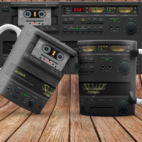 Modèle de sublimation  design template mug11oz  png thème vintage poste radio musique n°6