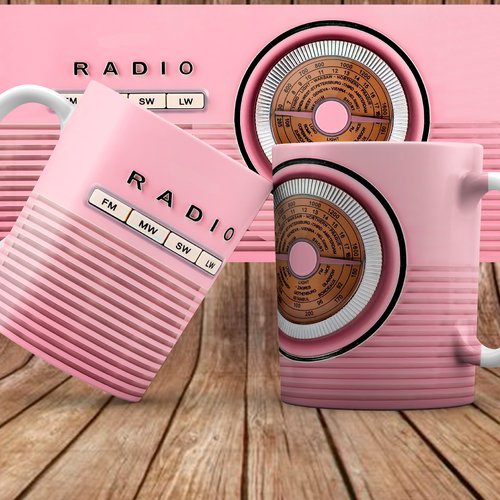 Modèle de sublimation  design template mug11oz  png thème vintage poste radio musique n°9