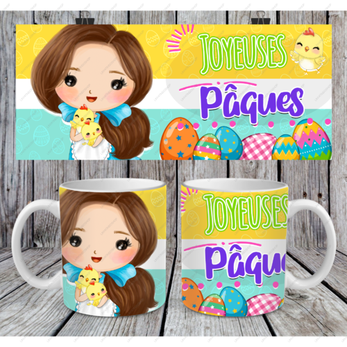 Modèle de sublimation  design template mug11oz  png thème pâques  joyeuses pâques n°5